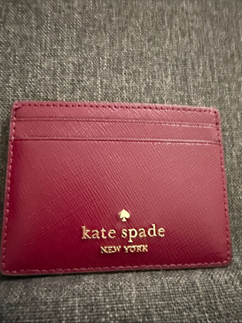 kate spade Burgundy Card Holder with Gold Logo